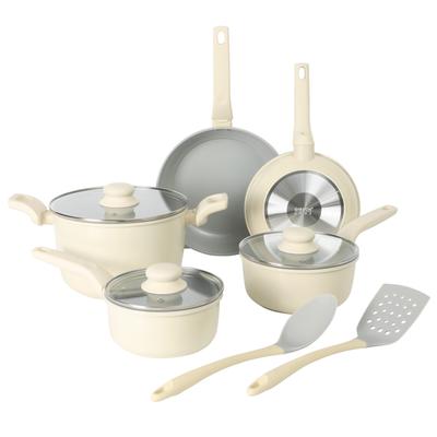 Gibson Home Barnsdall 10 Piece Premium PFA Free Ceramic Nonstick Aluminum Cookware Set with Kitchen Tools