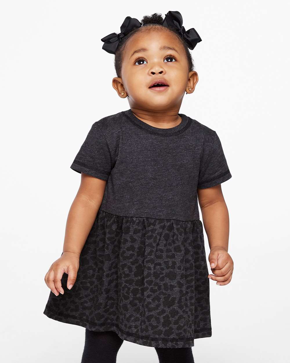 Rabbit Skins RS5330 Infant Fine Jersey Dress Top in Vintage Smoke/Black Leopard size 24M | Cotton 5330