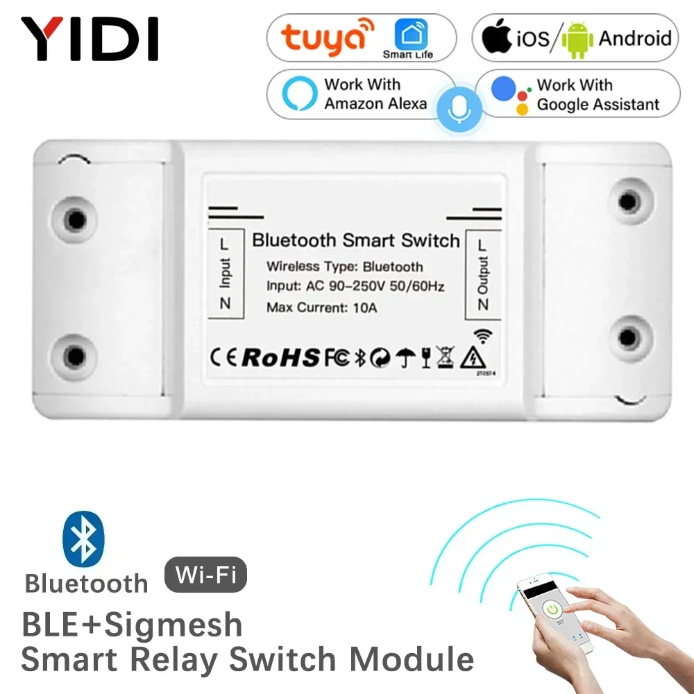 Tuya Smart Leben Bluetooth-Kompatibel Smart Switch Relais Modul Single Point Control Sigmesh Drahtlose Fernbedienung Alexa Google Image