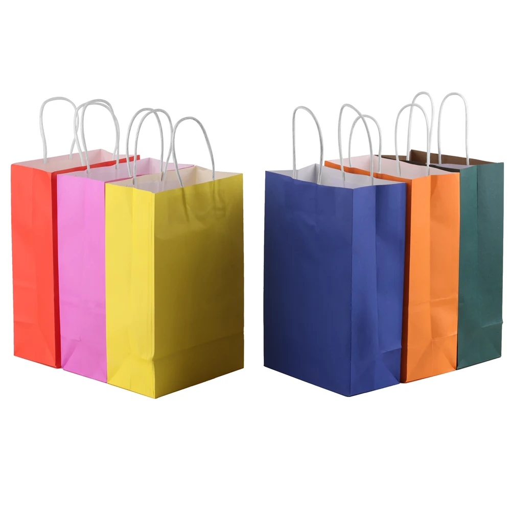 Sacchetti di carta Kraft colorati da 2/5/10 pezzi sacchetto di carta multifunzione fai da te con manici sacchetti della spesa per sacchetti di imballaggio regalo di natale per Festival