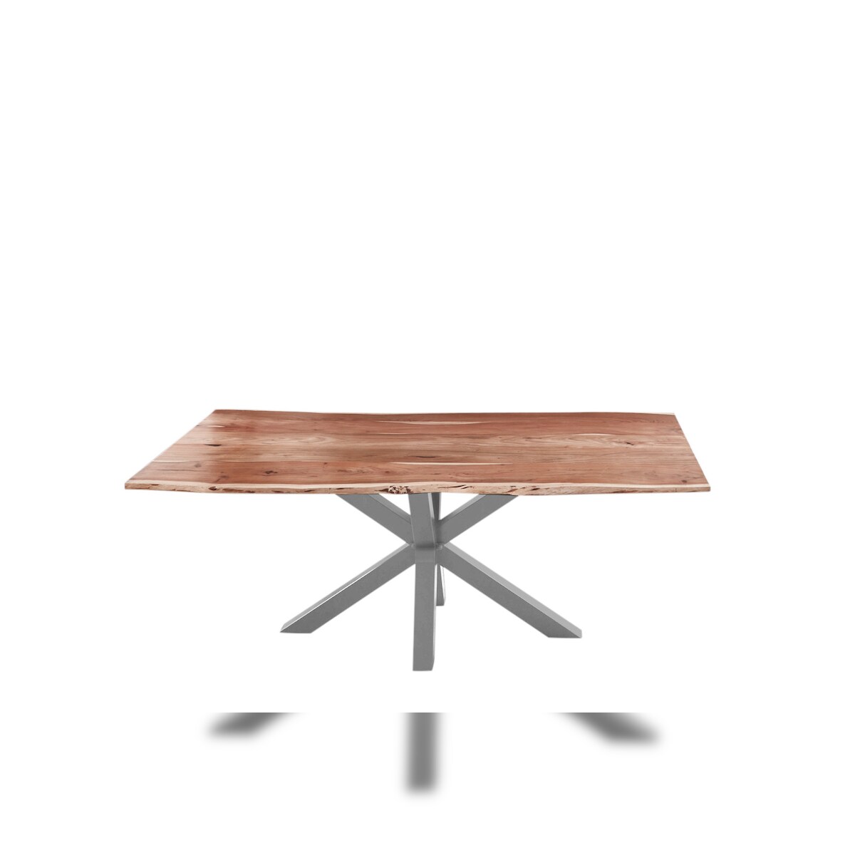 SAM® Esstisch Baumkante massiv Akazie natur 220 cm Spider-Gestell Silber QUINCY Image
