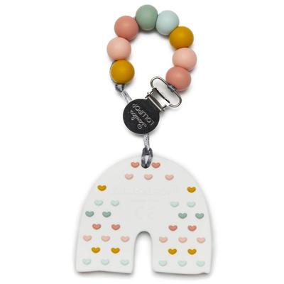 Loulou Lollipop Silicone Teether with Clip - Pastel Rainbow