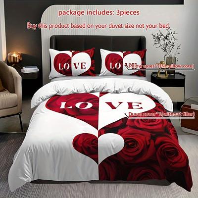 TEMU 3-piece Bedding Set, Includes 1 Duvet Cover And 2 Pillowcases, Floral Pattern With Alphabet Design, Breathable And Soft