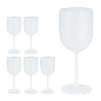 relaxdays 6er-Pack Weingläser Kunststoff weiß Image