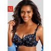 Bügel-BH LASCANA, Damen, Gr. 85, Cup D, blau (blau, schwarz), Spitze, Obermaterial: 60% Polyamid, 20% Elasthan, 20% Polyester, sexy, BHs, mit transparenter Stickerei-Spitze, Dessous