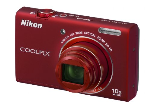 Nikon COOLPIX S6200 Compact Digital Camera - Red (16MP, 10x Optical Zoom) 2.7 inch LCD (Renewed)