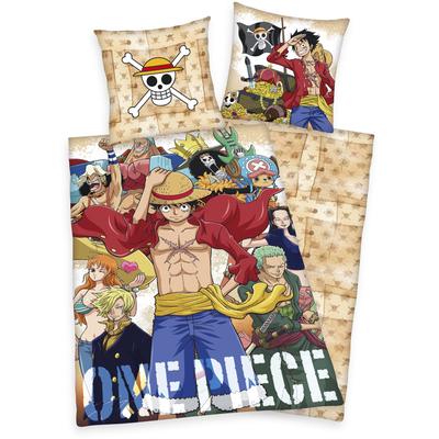 Wendebettwäsche "One Piece", bunt, B/L: 135cm x 200cm, , Renforcé, B/L: 80cm x 80cm, Renforcu00e9, Obermaterial: 100% Baumwolle, Bettwäsche, mit tollem One Piece-Motiv