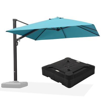 PURPLE LEAF Sturdy Heavy-duty Patio Cantilever Offset Umbrella 360-degree Rotation with Base