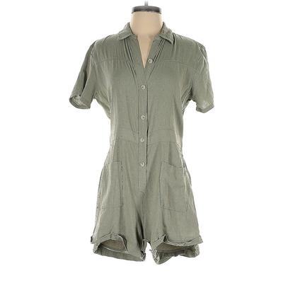 Abercrombie Romper Collared Short Sleeve: Green Solid Rompers - Women's Size 11