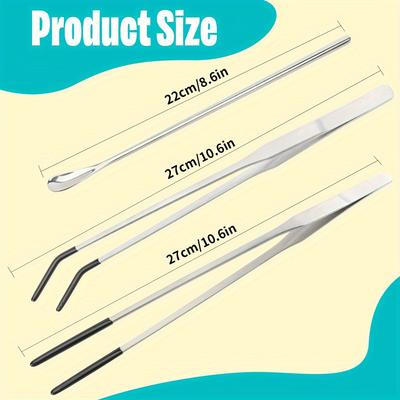 TEMU Yuebaaf Steel Feeding Tool Set - 3- Kit For Lizards, Bearded , Geckos | Includes 2 & 1 Feeding Spoon | Safe & Pet Tank Accessories For