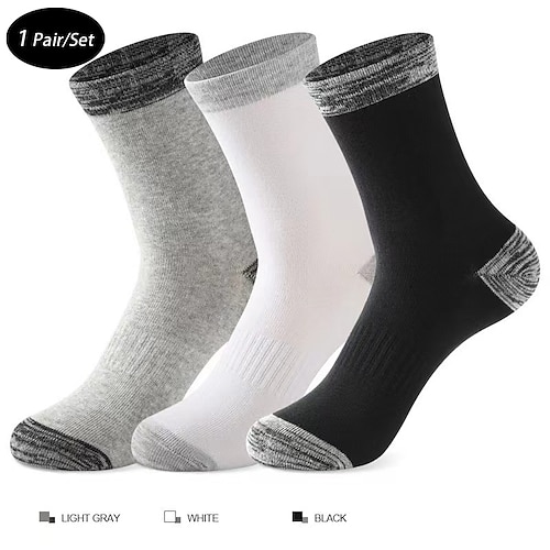 Herren 3 Pack Mehrfachpackungen Socken Socken Stricken Schwarz Weiß Farbe Farbblock Sport Natur Täglich Urlaub Grundlegend Mittel Frühling Herbst Modisch Brautkleider schlicht Image