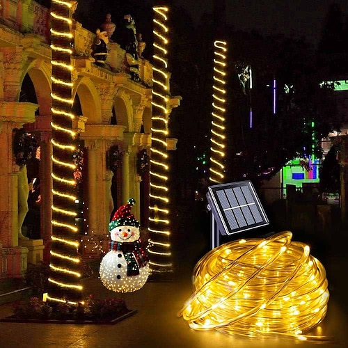 22M 200 LEDs Außen wasserdichte Solar Röhrenlichterkette Neujahr Feiertag Hochzeit Innenhof Zaun Stufen Balkon Atmosphäre Dekorationslichterkette Image