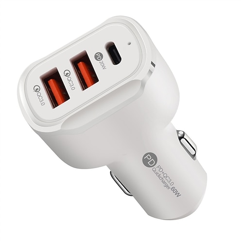 USB-C-Autoladegerät PD-Autoladegerät-Adapter 3 Anschlüsse Mini-USB-Autoladegerät 30 W Schnelllade-Autoadapter