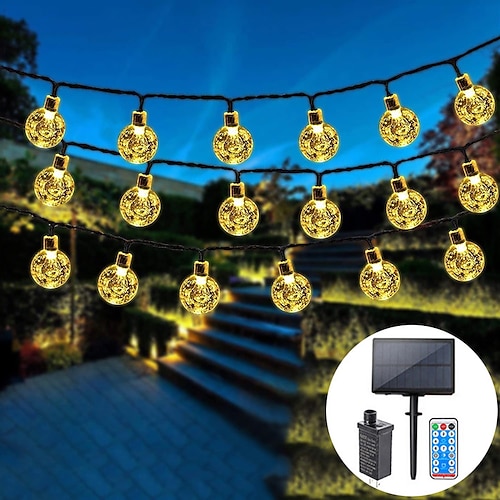 LED Globus Solar Lichterkette 10M/20M/30M/50M wasserdichte Acryllichter mit Fernbedienung Plug-in für Feiertag Party und Gartendekoration EU/US Stecker Image