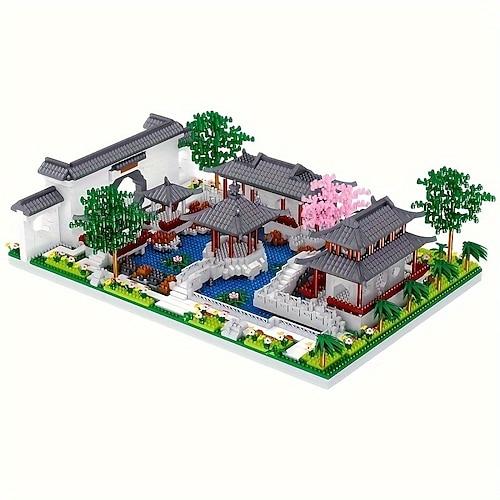 1428 stücke micro-ziegel suzhou garten baustein puzzle spielzeug intellektuellen baustein ornament spielzeug keine beleuchtung weihnachtsgeschenk