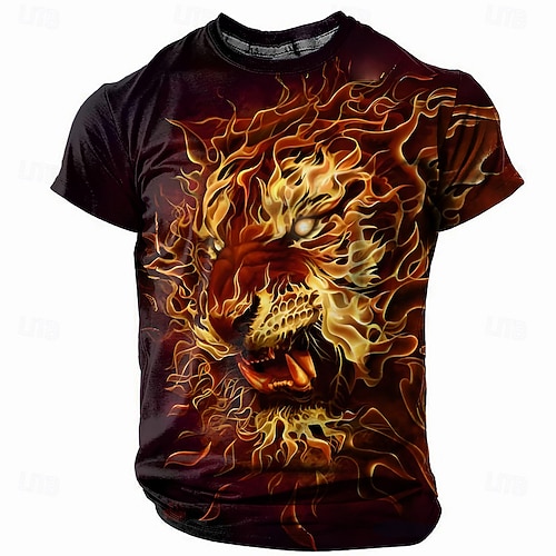 Herren Tiger T Shirt Kurzarm T-Shirt 3D-Druck Rundhalsausschnitt Hemd Mode Athleisure Straße Sport im Freien Schwarz Sommer Frühling Bekleidung S M L XL XXL XXXL Image