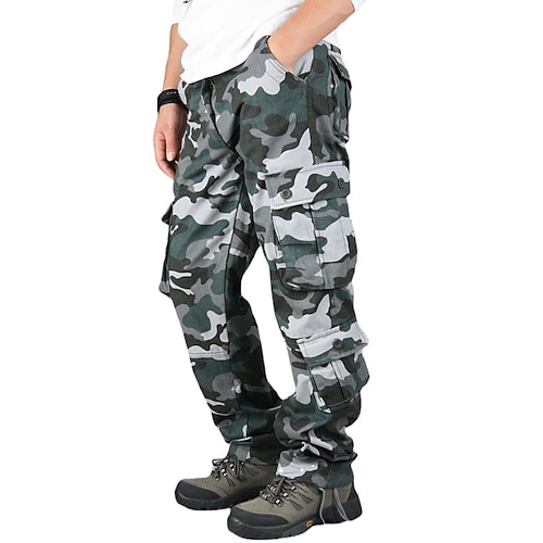 Herren Outdoorhosen Cargohosen Wanderhosen Militär Tarnung Frühling Herbst Außen Normale Passform Wasserdicht Schnelltrocknend Atmungsaktiv Hosen Waldgrün SchwarzGrau Baumwolle Jagd Klettern Camping Image