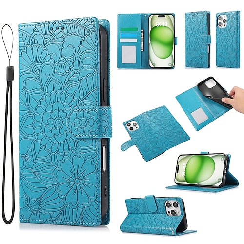 Handy Hülle Handyhüllen Für iPhone 17 Pro Max 17 Air 16 15 14 Pro Max Plus 13 12 11 Pro Max Rückseite Mit Ständer Mit Handgelenkschlaufe Kartenfach Retro TPU PU-Leder Image