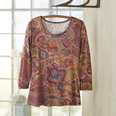 Perfect Paisley,'Women's Rayon Jersey Paisley Travel Shirt'