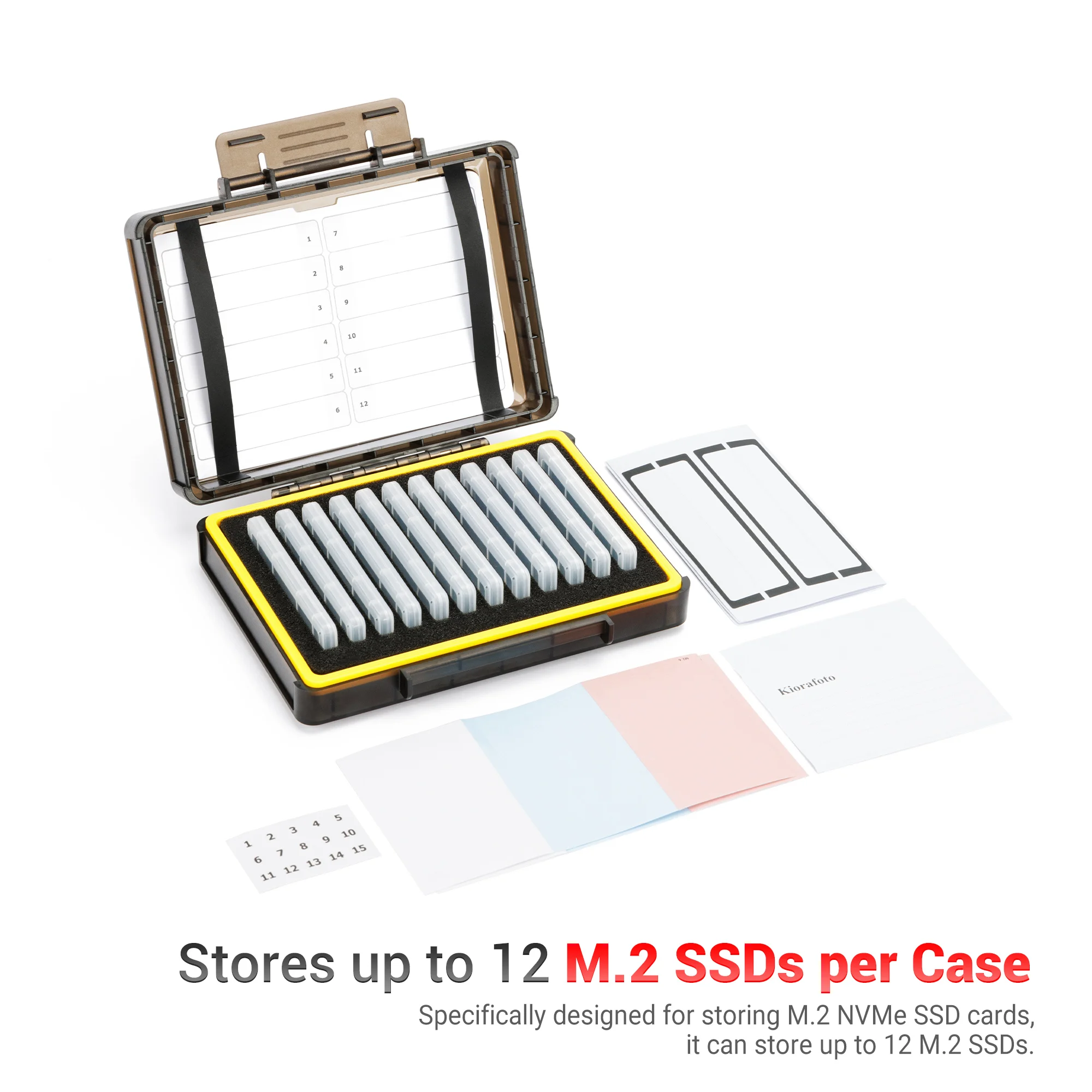 Dual Protect Hard M.2 2280 SSD-Halterung mit 12 Stück individueller transparenter M.2 NVMe-Hülle für M.2 2280 2260 2242 2230 SSDs Aufbewahrungshülle Image