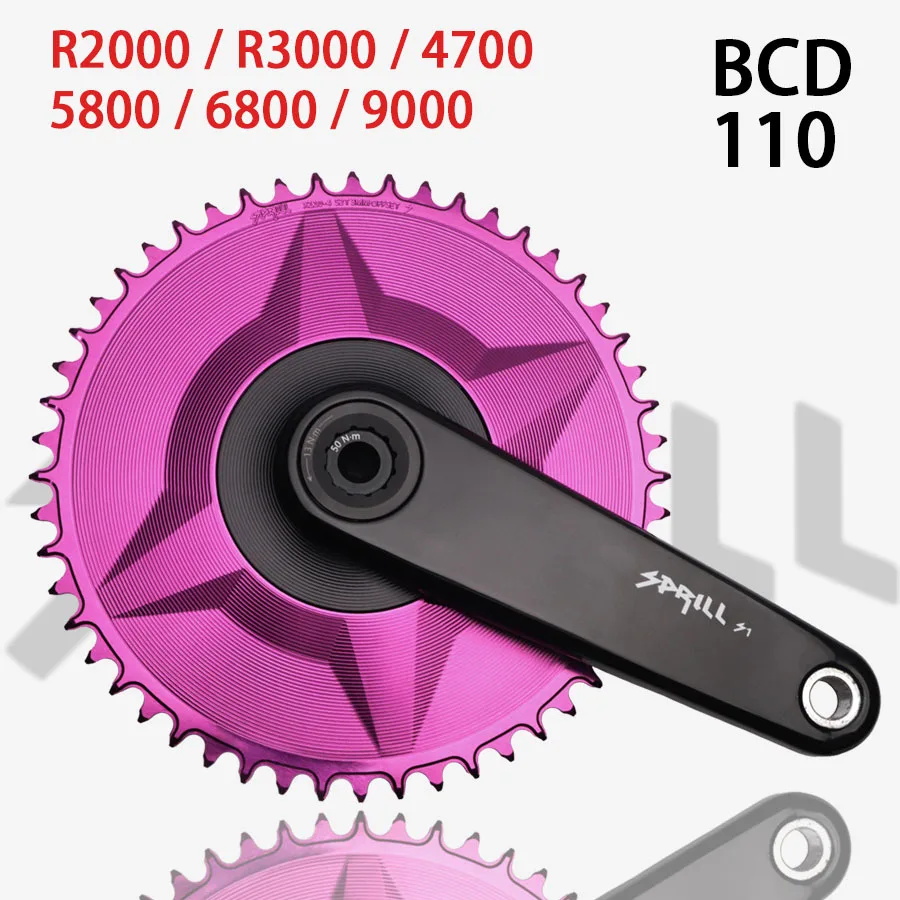 Pass Quest 3 mm Offset-Kettenblatt 110 BCD-Kettenblatt 110 BCD lila 48T 50T 52T 54T 56T 58T Für Shimano R2000 R3000 5800 6800 9000 Image