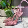 Bunte Kristall käfige spitze Sandalen Frauen süße Kreuz riemen große Schuhe Frühling elegante