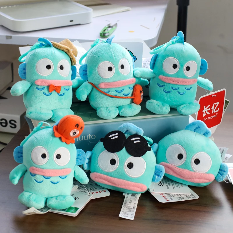 Sanrio Plushie Hangyodon Gefüllte Plüsch-schlüsselanhänger Anhänger Cartoon Puppe Spielzeug Weiche PP Baumwolle Kawaii Tasche Schlüsselring Geschenke Für Mädchen Kinder Image