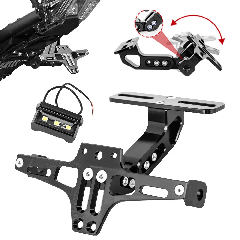 Universal Einstellbare Motorrad Lizenz Nummer Platte Halterung Hinten Blinker Lampe Halter CNC Aluminium Fender Eliminator Kits Image