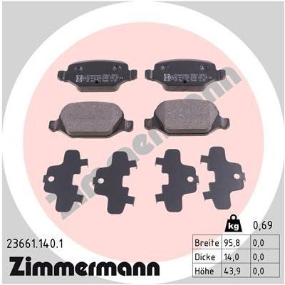 ZIMMERMANN Bremsbelagsatz, Scheibenbremse hinten rechts links Foto entspricht Lieferumfang für FIAT 77362270 9948417 773