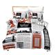 Loussiesd London Duvet Cover Set King for Kids Teens UK Themed Bedding Set The Big Ben Symbols Print Comforter Cover Decorative Telephone Booth Bedspread Cover with 2 Pillow Shams Microfiber Boys