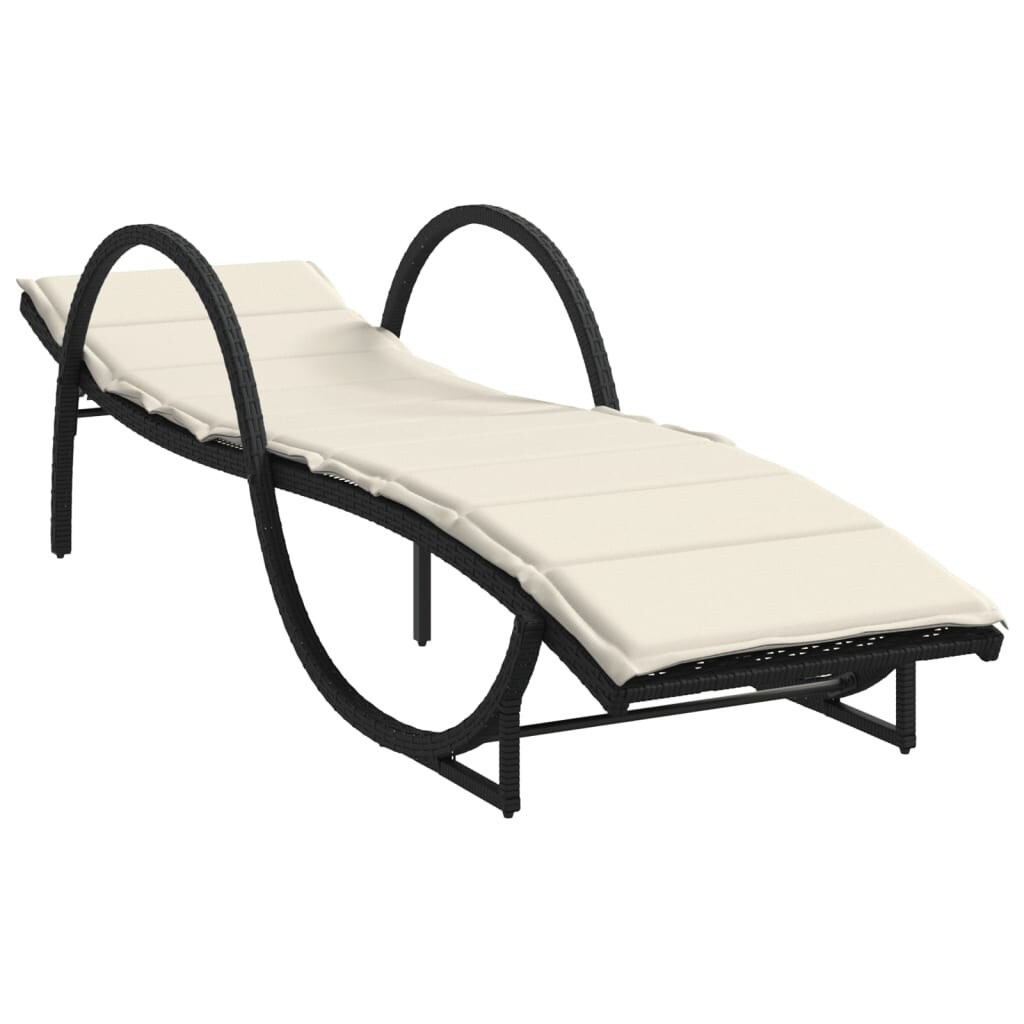 vidaXL Sonnenliege mit Auflage Schwarz 60x199x42 cm Poly Rattan Image