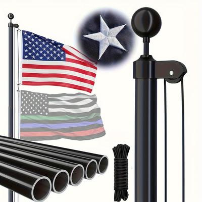 TEMU - 13 Guage Sectional Aluminum Flagpole Kit 3x5 For , Residential And