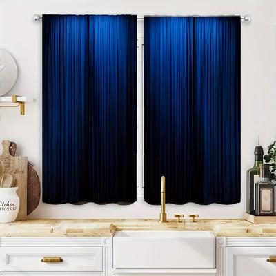 TEMU 2pcs Lake Blue Solid Color Curtains - Soft Microfiber, Rod For Easy Hanging - Living Room & Bedroom Decor