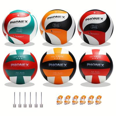 TEMU 18 Piece, Standard Size Indoor/outdoor Volleyball, And Explosion-proof Pu Volleyball, Used For Indoor/ And , Birthday Gift 2024 New Model (6 Air Needle And 6 Net)