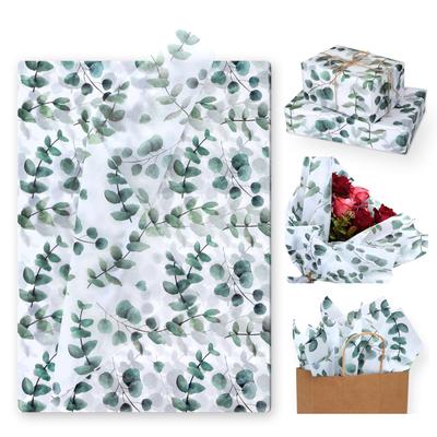 "TEMU 100pcs Eucalyptus & Themed Tissue Paper, 14x20" - Elegant Pattern Gift White/green, Ideal For Parties, Showers, Birthdays, Weddings, Decorations" Image