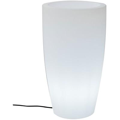 Bambú 70 Runder Blumenkasten mit Licht Für sehr widerstandsfähige Pflanzen und Blumen. Kaltweißes Image