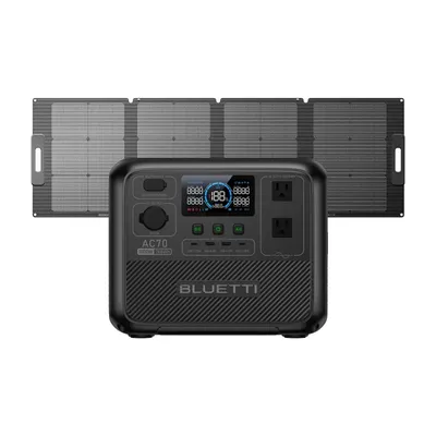 【US Plug】BLUETTI Portable Power Station AC70 with 120W Solar Panel, 768Wh 1000 Solar Generator