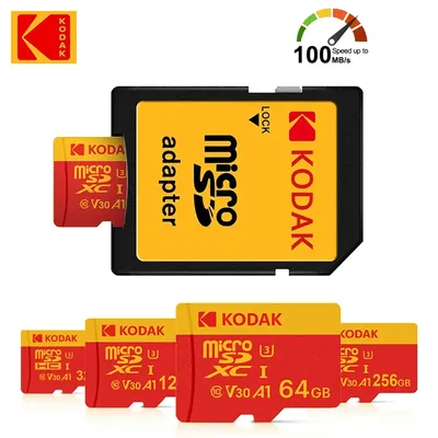 3PCS KODAK MicroSD Card Red Memory Card Class10 32GB 64GB 128GB 256GB 512GB U3 V30 4K High Speed TF