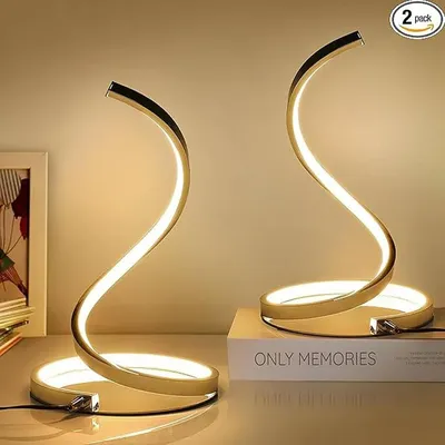 Table Lamp Set Of 2-Modern Spiral Bedside Lamps,12W Stepless Dimmable LED Touch Lamp,Nightstand Lamp