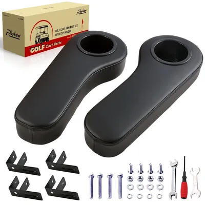 Roykaw Golf Cart Armrest with Cup Holder Compatible with EZGO Club Car Yamaha - Upgrade Support