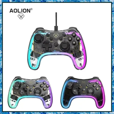 Aolion Wireless Transparent RGB Video Gamepads for NS Nintendo Switch Lite/ Switch