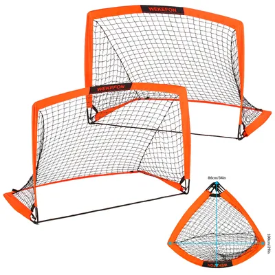 WEKEFON Soccer Goals Set of 2 - Size 3.6'x2.7' Portable Foldable Pop Up Soccer Net for Backyard