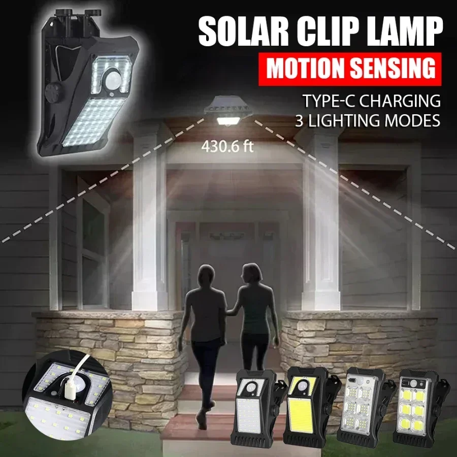 LED Solar Garten Lichter Outdoor Solar Clip Licht Wiederaufladbare Motion Sensor Camping Lampe Zaun Straße Landschaft Wand Dekoration