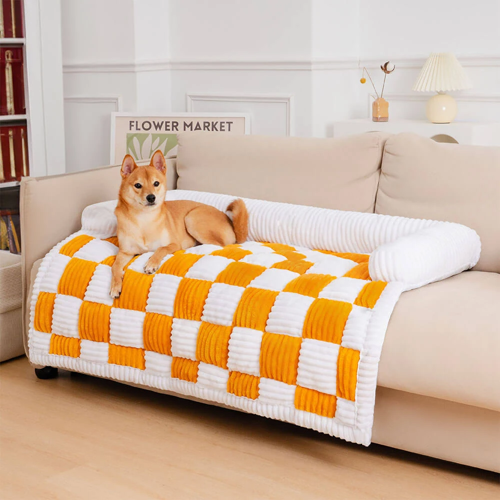 Plüsch Hund Bett Sofa Couch Für Große Hunde Haustier Haus Matte Warme Nest Betten Zwinger Weiche Katze Welpen Kissen Lange Plüsch Decke Sofa Abdeckung