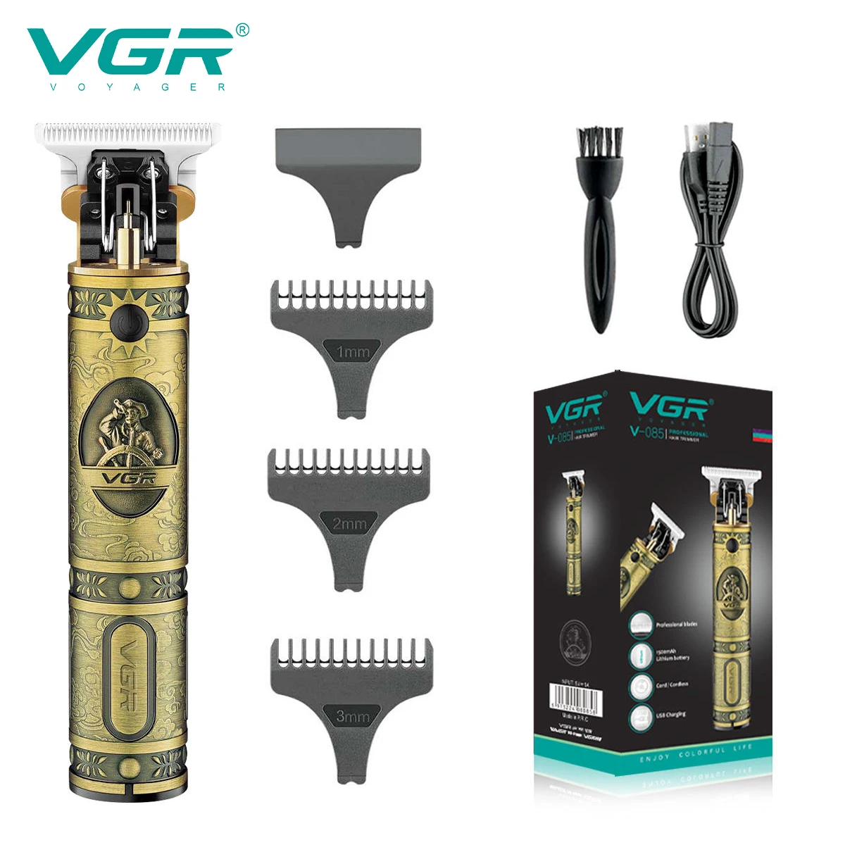 Vgr 085 haars ch neider profession elle wiederauf ladbare körperpflege vintage gravur schere t9 trimmer usb reduzierung friseur vgr Image