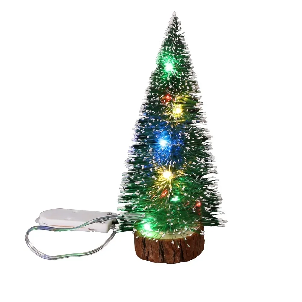 1pc LED Licht Mini Künstliche Weihnachtsbäume Dekorationen Festival Tabletop Miniatur Schnee Frost Weihnachten Baum Dekor 4 Größen Image