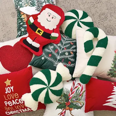 Weihnachten Stickerei Kissen Wohnzimmer Sofa Kissen Schlafzimmer Kopfteil Kissen Kissen bezug aus Image