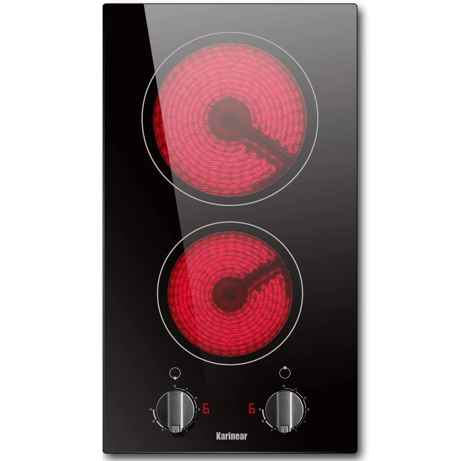 Karinear 2-Brenner-Elektrokochfeld, 30,5 cm, integrierte Herdknöpfe, Steuerung der Restwärmeanzeige, 220 V – 240 V, kein Stecker im Lieferumfang enthalten Image