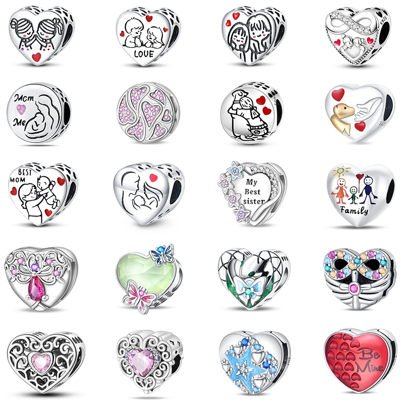 Charms aus 925er-Sterlingsilber, Familie, Freundschaft, Liebe, Haustier, mehrere Szenen, einfaches Thema, Perlen, passend für Pan-Original-Armbänder, DIY-Schmuck Image