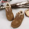 Aphixta braune Winters tiefel Plattform pelzige Frauen Stiefeletten lange Plüsch schnüren warme Schuhe Botas Mujer Botines große Größe 41